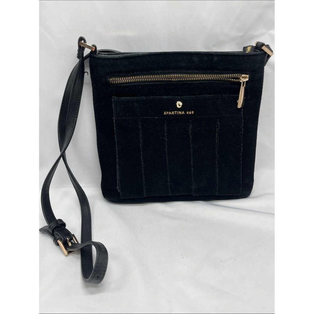 Spartina 449 Black Suede Cross Body Bad Purse with Fringe
